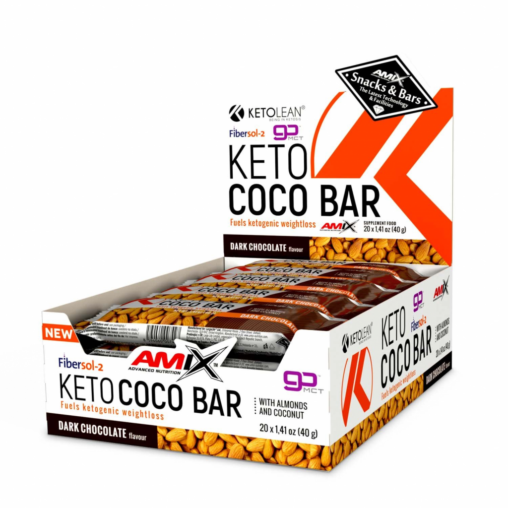 KetoLean® Keto goBHB® Coco Bar Dark Chocolate 20x40g