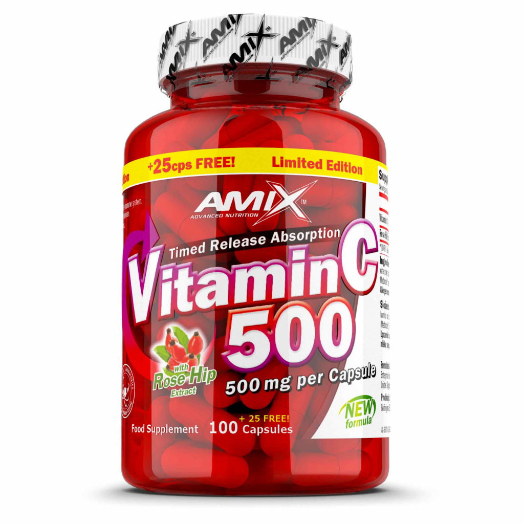 C-Vitamin + Rose Hips 500mg 125cps